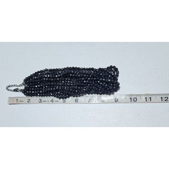 Elegant Retro Black Beaded Chunky Multi Strand Necklace Fashion Jewelry Women - Picture 4 of 5